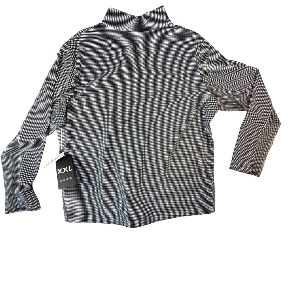 IBKUL Zip Mock Neck Top Women XXL Black White NWT Mini Check Icefil 10754 - Picture 2 of 10